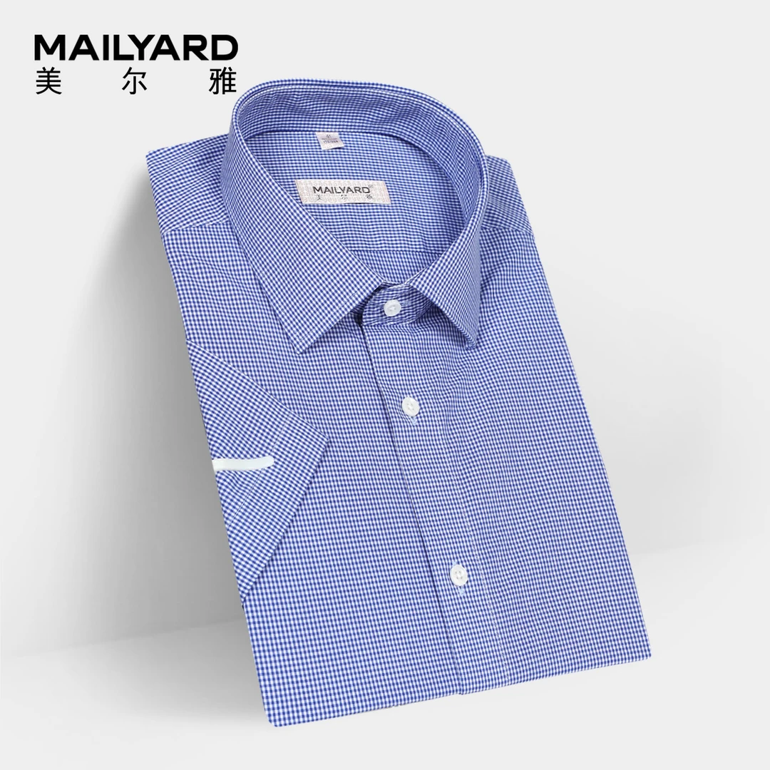 MAILYARD/美尔雅  商务休闲小格子短袖衬衫440