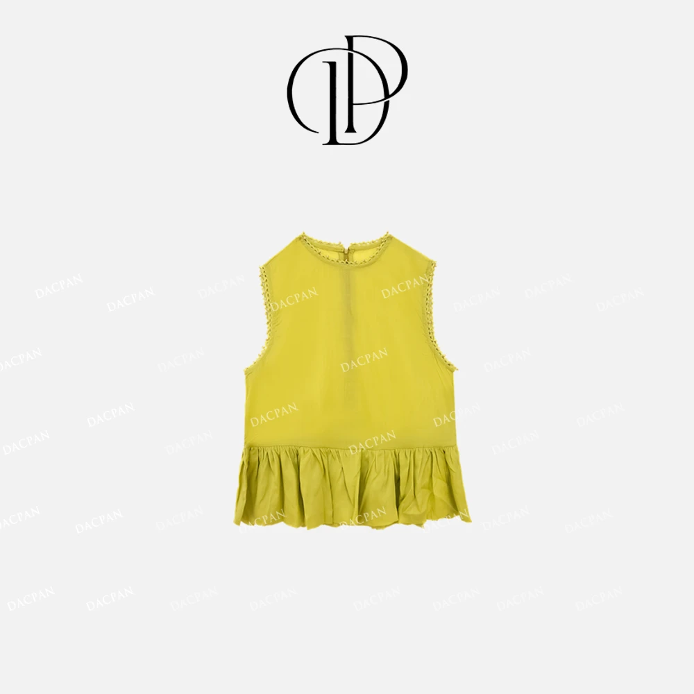 DACPAN-“coco小姐”麻料无袖百搭拼接上衣 2025/盼·PP 11671