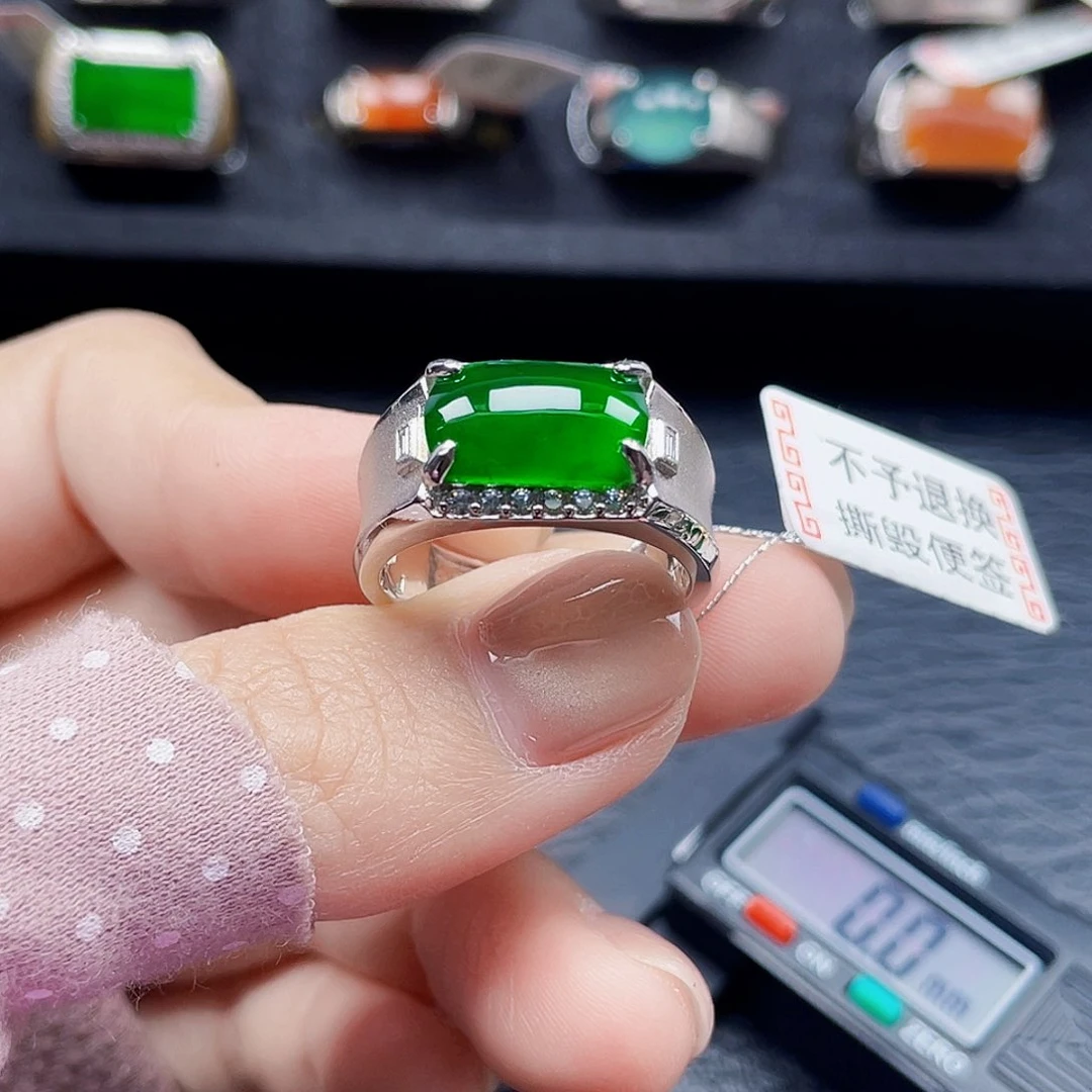 翡翠戒指银S925镶嵌天然a货翡翠没运费险2890