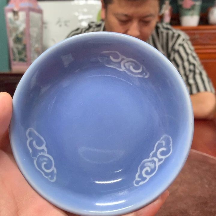 景德镇陶瓷天青釉对白碟