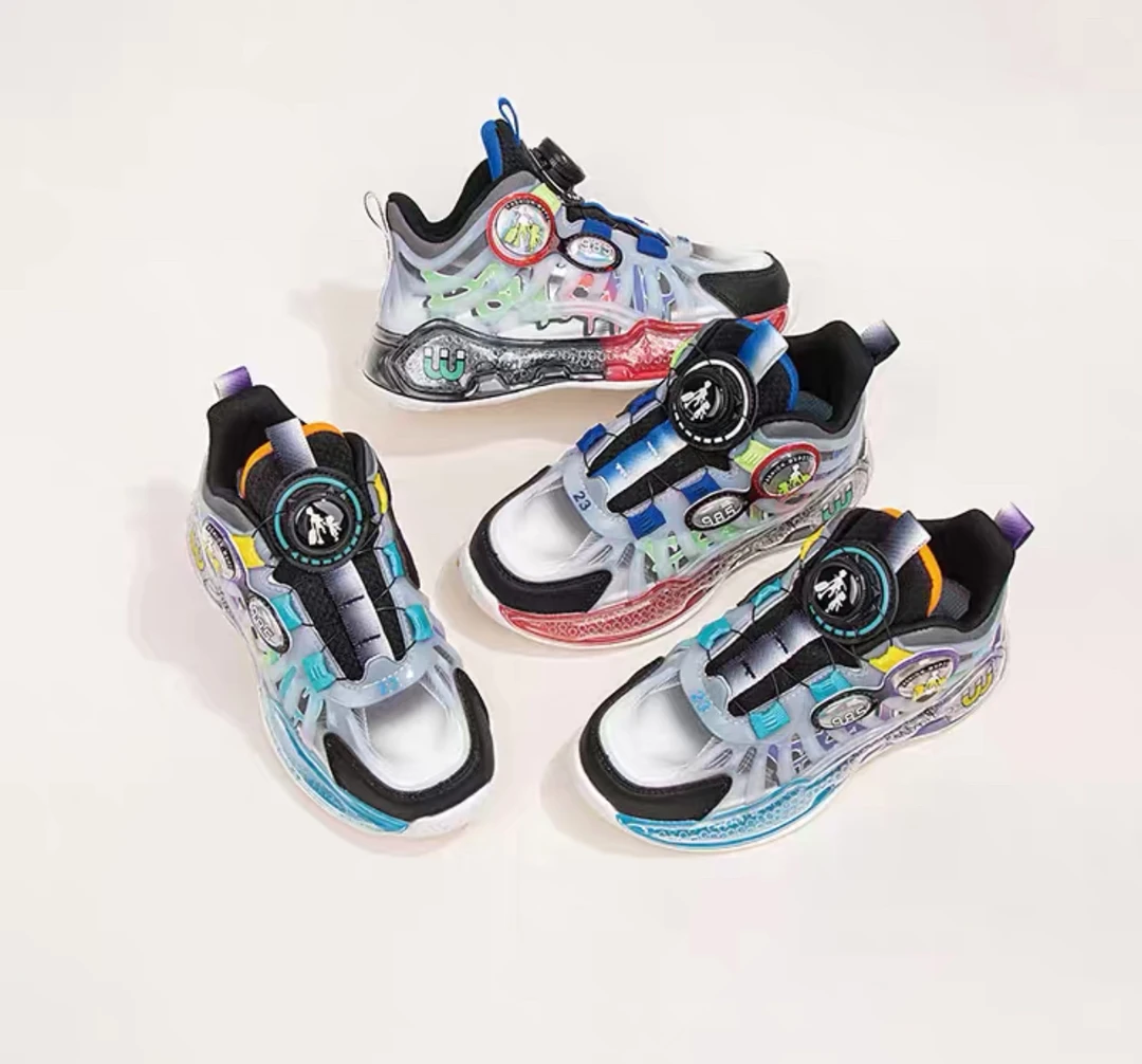 爸爸总动员儿童篮球鞋透气男童鞋子潮款旋转扣男孩运动鞋2928