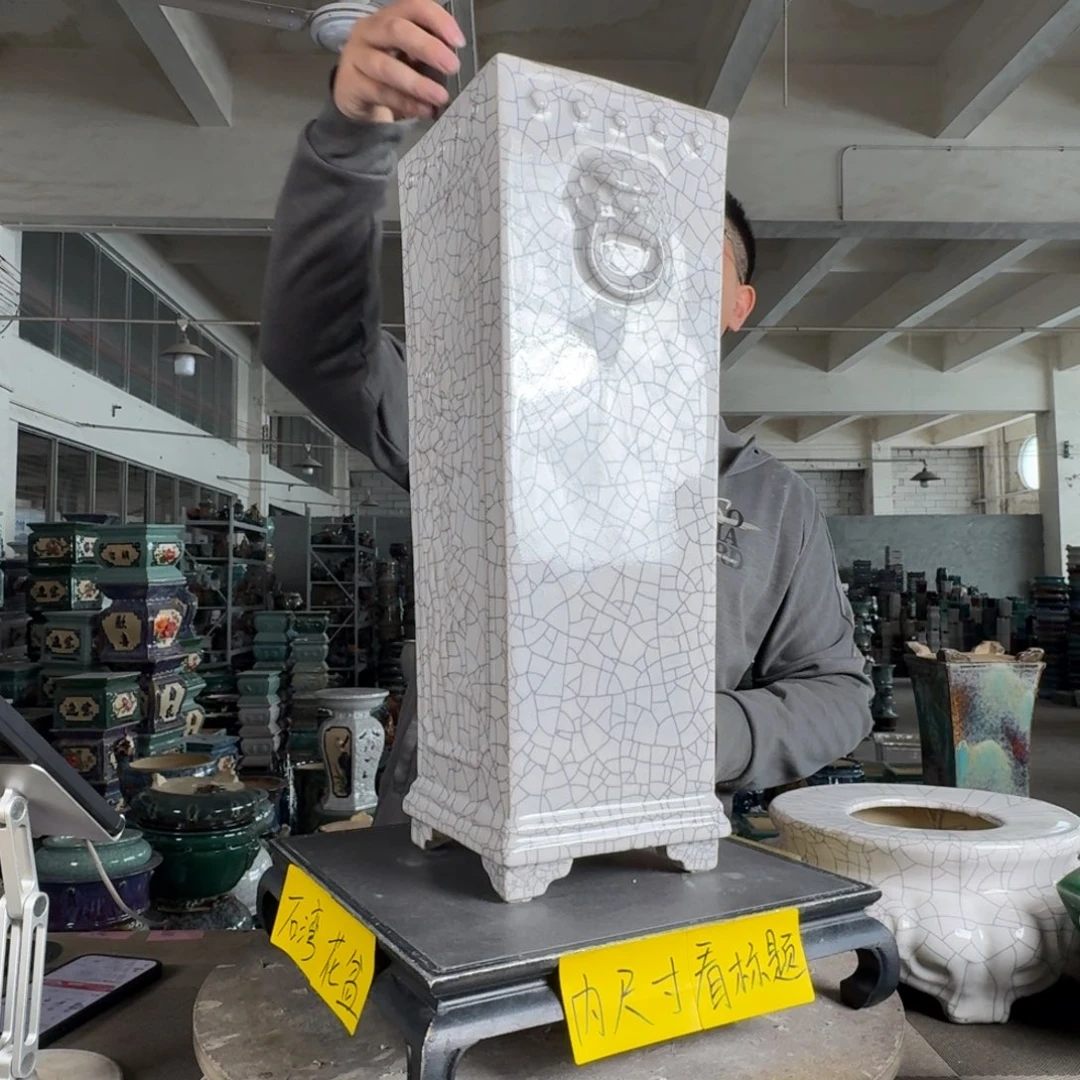 。一风堂石湾花盆 盆口变形 内15*47