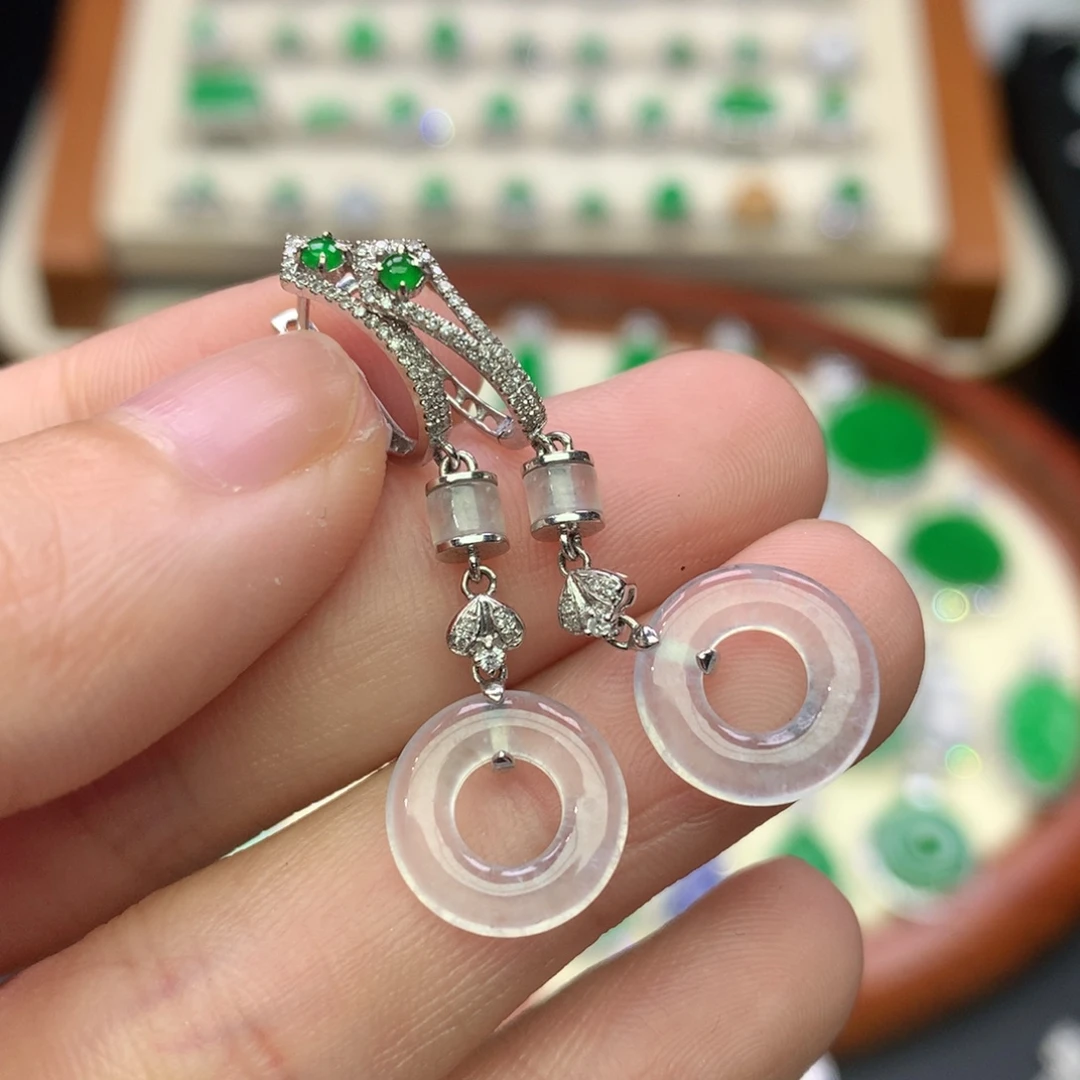 翡翠18K金镶嵌耳饰