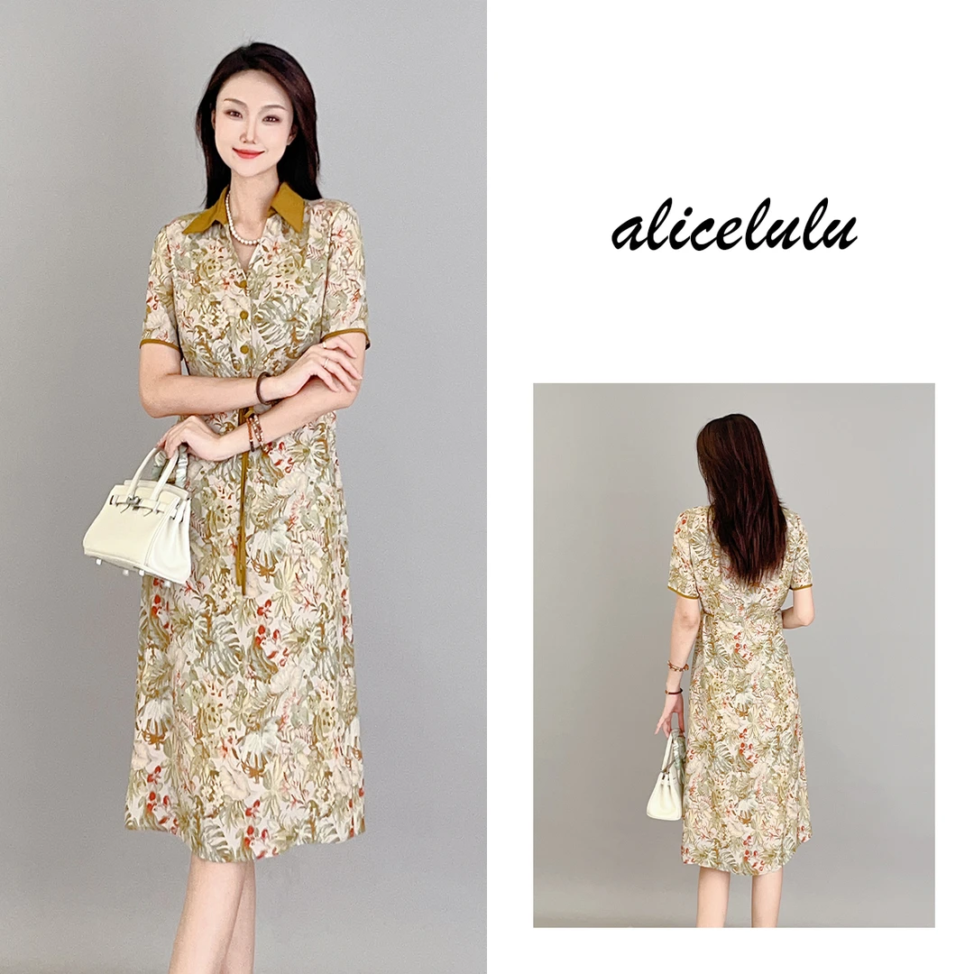 5ALICE“花意正浓”连衣裙优雅艺术气质通勤S2138546B