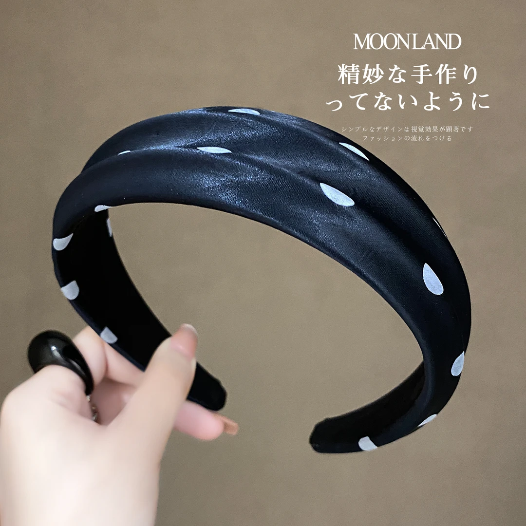 复古简约波点发箍女款高级感洋气时尚发卡高颅顶日常外戴洗脸头箍