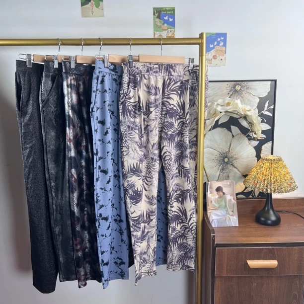 时尚扎染高腰休闲裤花色长裤1438