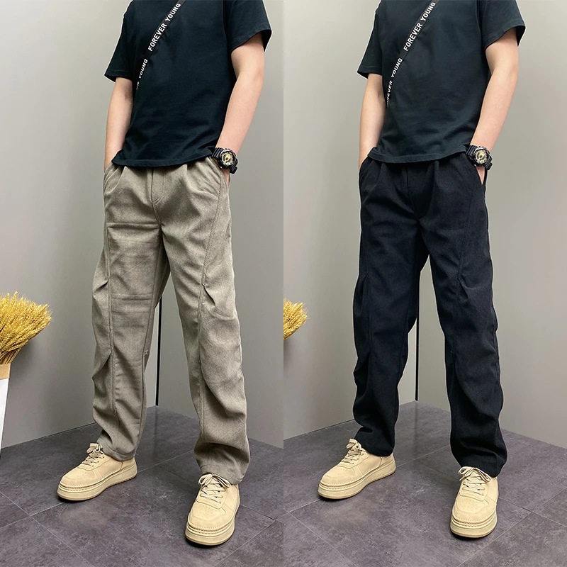 秋季宽松直筒脏脏裤男潮牌青年韩版做旧个性美式拖地休闲工装裤潮