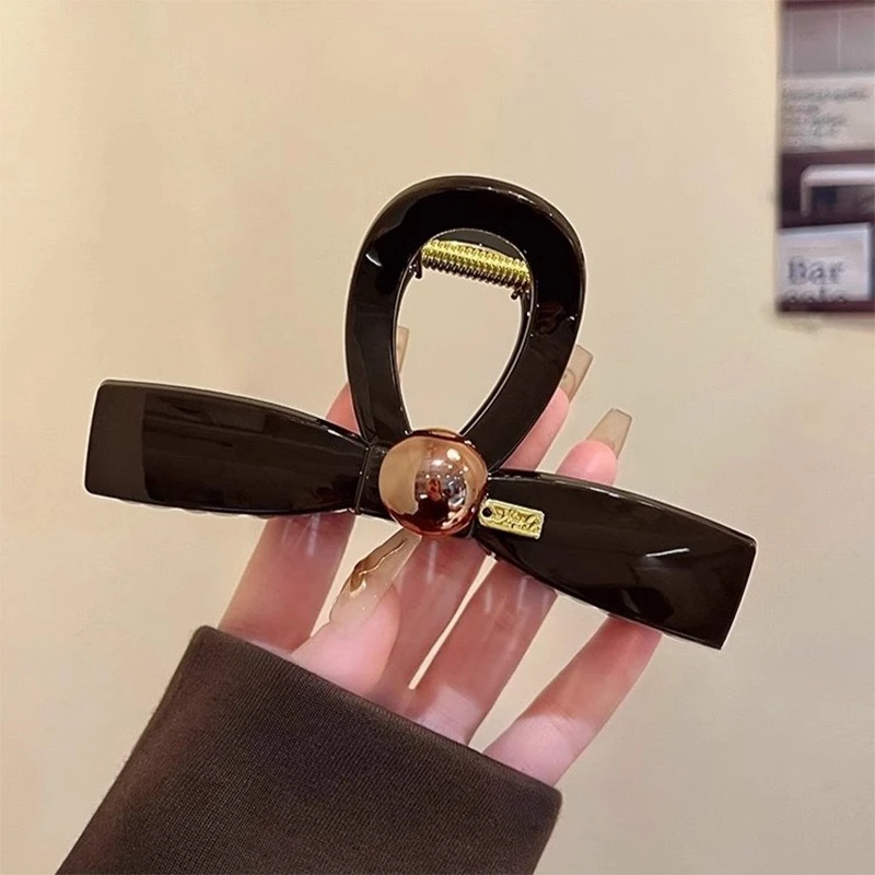 韩系蝴蝶结抓夹女高级感后脑勺盘发鲨鱼夹子小众设计气质简约发饰