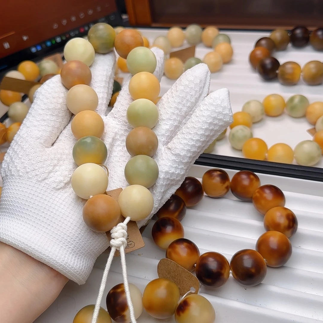 菩提根/象牙果手串卡22干磨手持中瑕疵