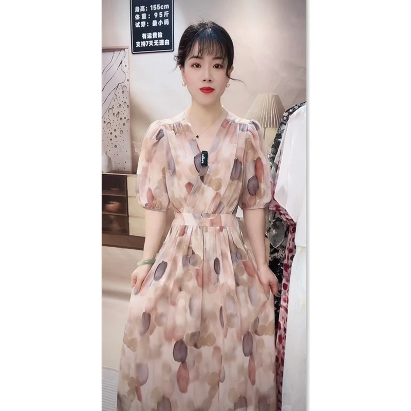 A868新中式显瘦气质复古优雅中长款裙1