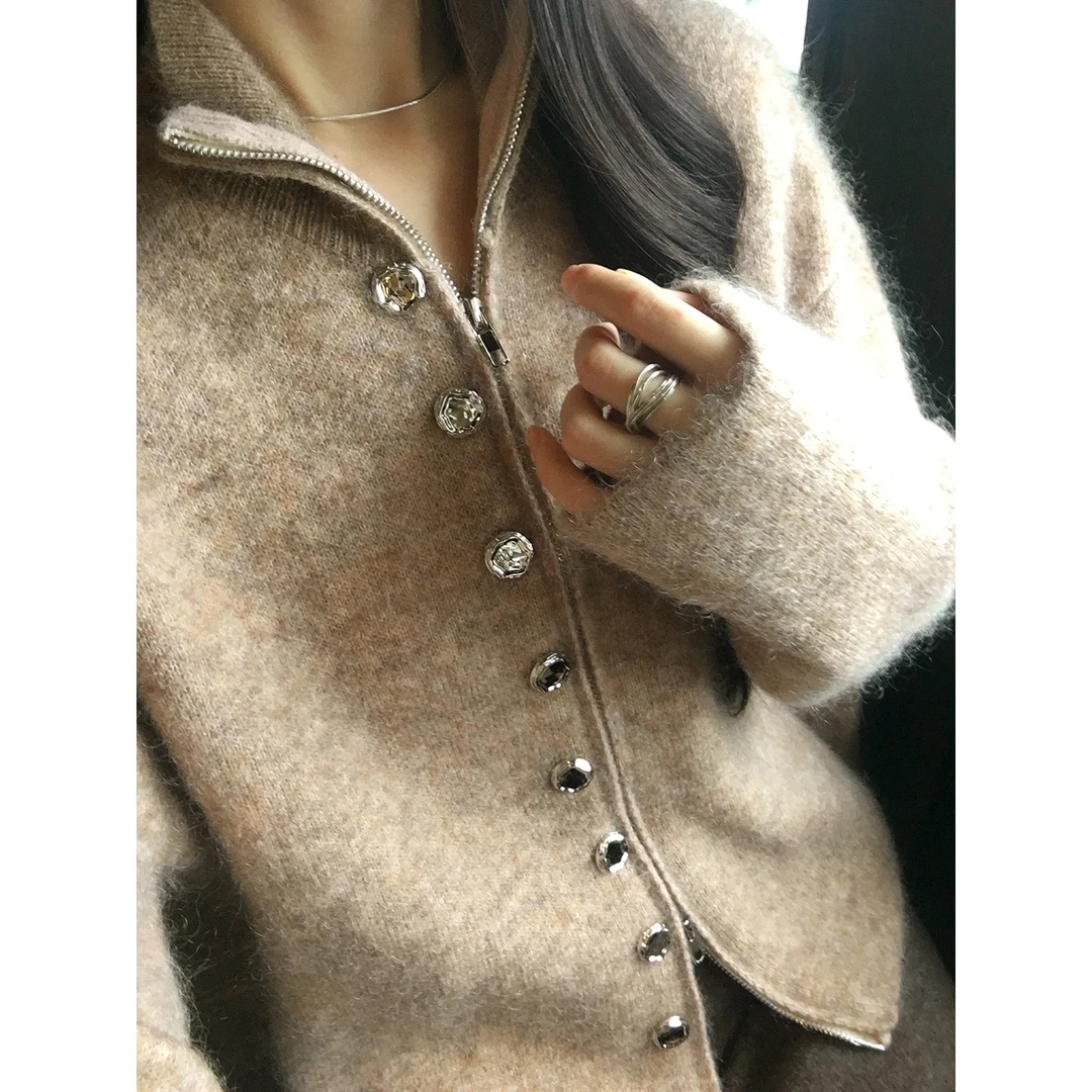ICELOLLY马海毛羊毛软糯针织衫毛衣开衫外套女巨好看早秋穿搭上衣
