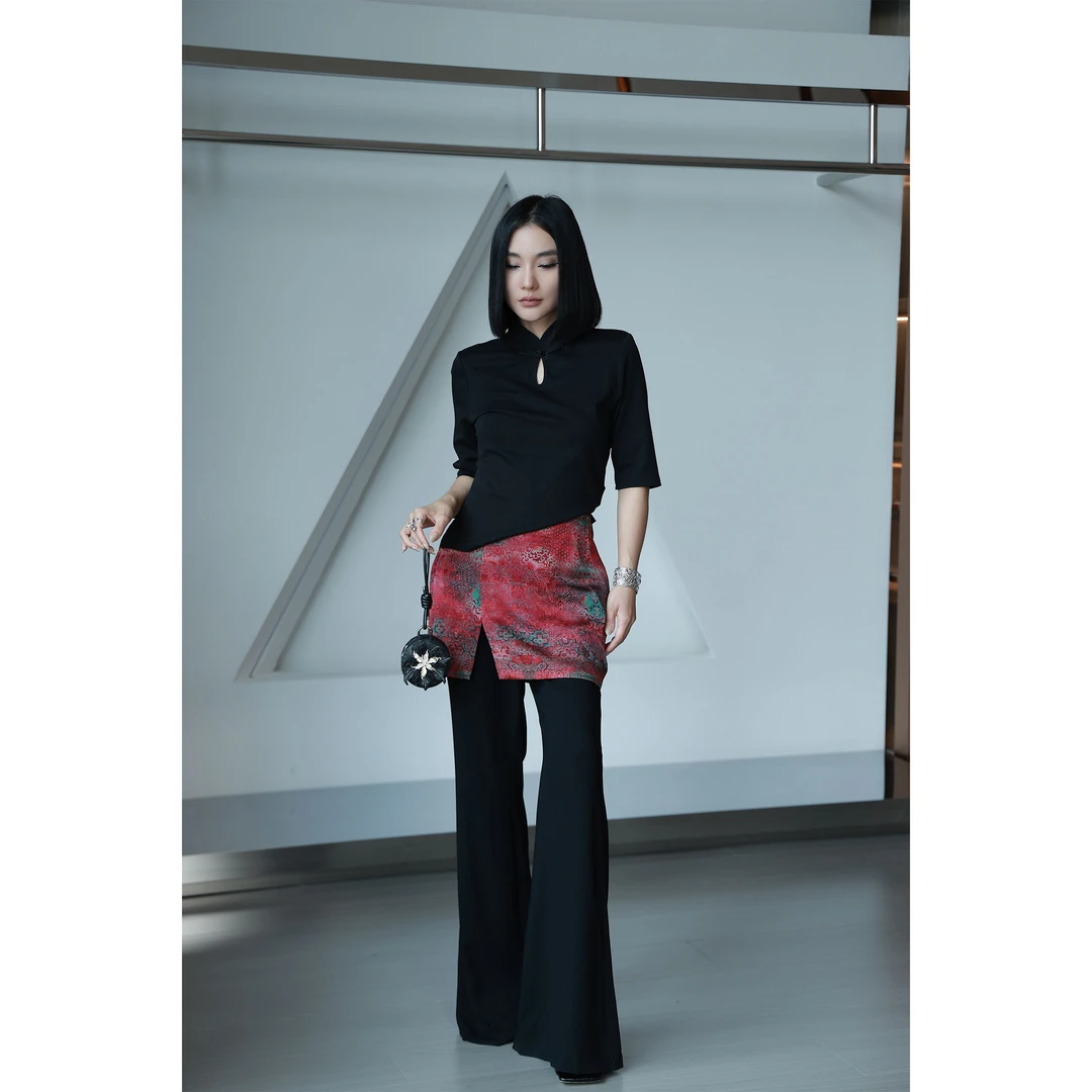 【妙妙精选】HUANGNAJI设计感时尚气质醋酸两件式长裤1318