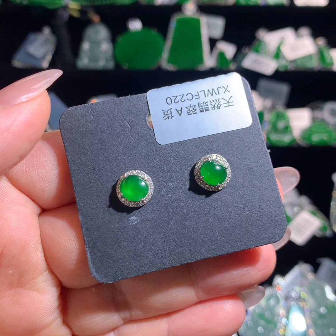 【闪购商品】翡翠银S925镶嵌耳饰天然翡翠