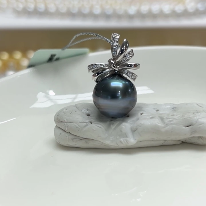 银S925镶嵌吊坠(不含链)海水珍珠11-12m 30号