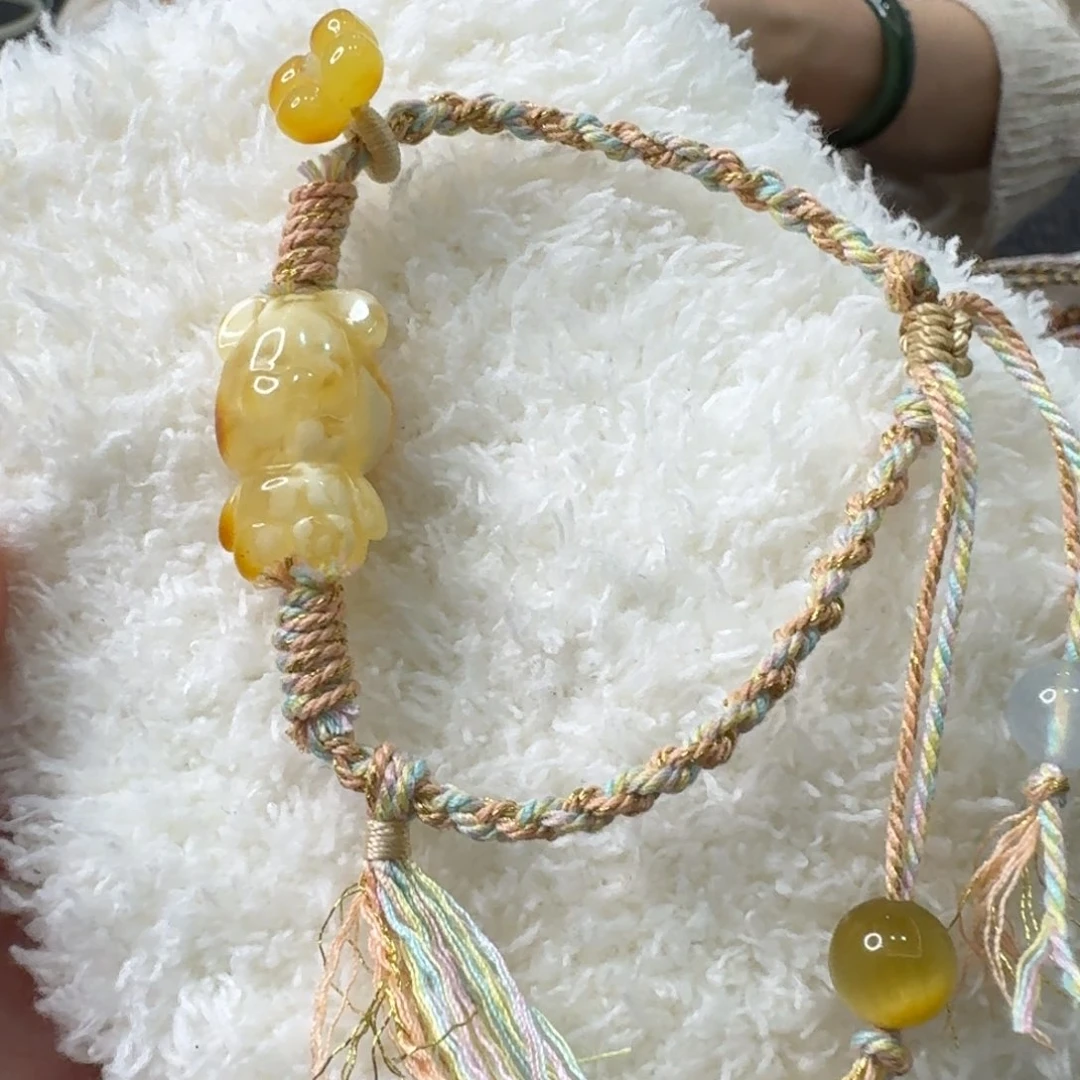 未镶嵌琥珀手链蜜蜡小熊