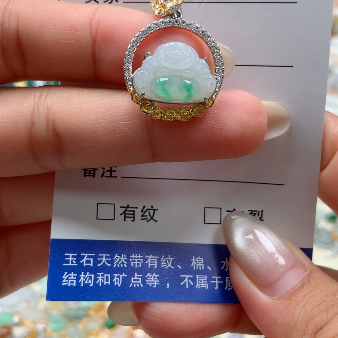 颈饰银S925镶嵌翡翠