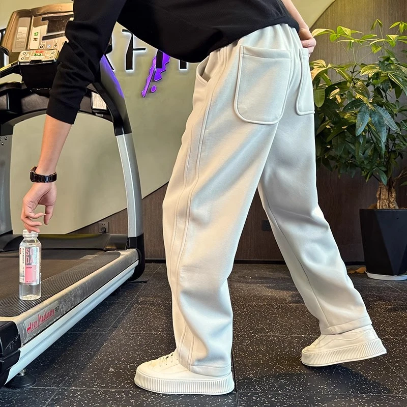 仓石一树直筒运动裤男潮牌秋冬季加绒卫裤2025新款裤子潮流休闲裤