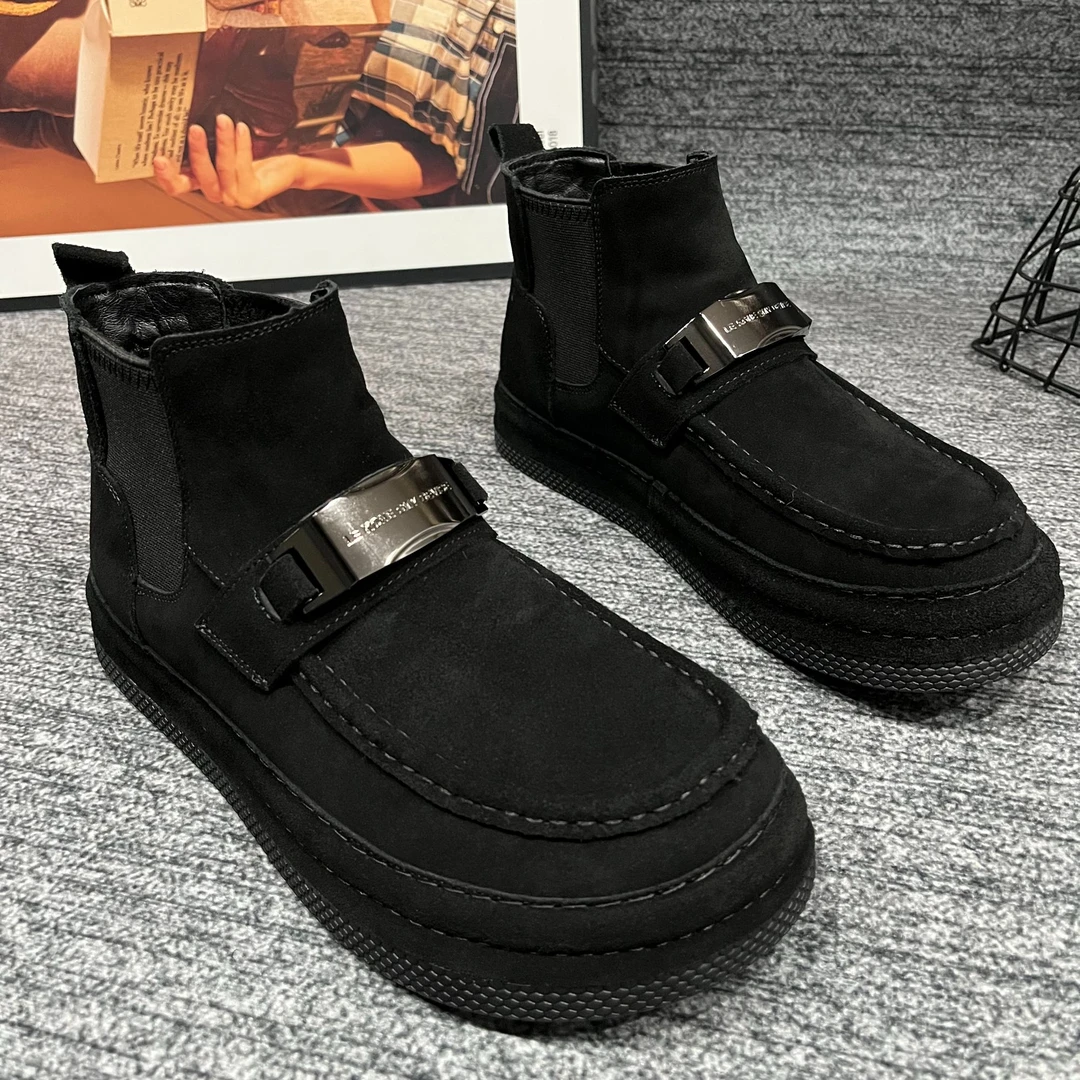 7813【棉鞋】冬季新款男士磨砂皮时尚百搭一脚蹬商务休闲男鞋