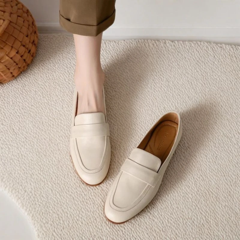 真皮断码清仓乐福鞋女百搭2025春季新款英伦圆头皮鞋软底低跟单鞋