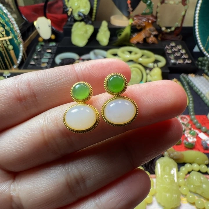 和田玉颈饰银S925镶嵌