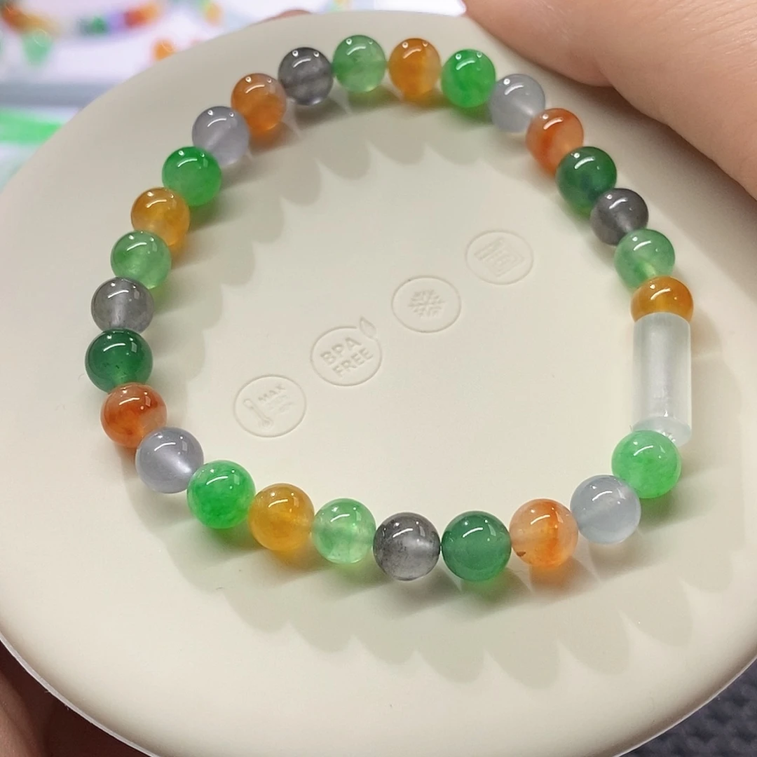 翡翠裸石冰多宝手串