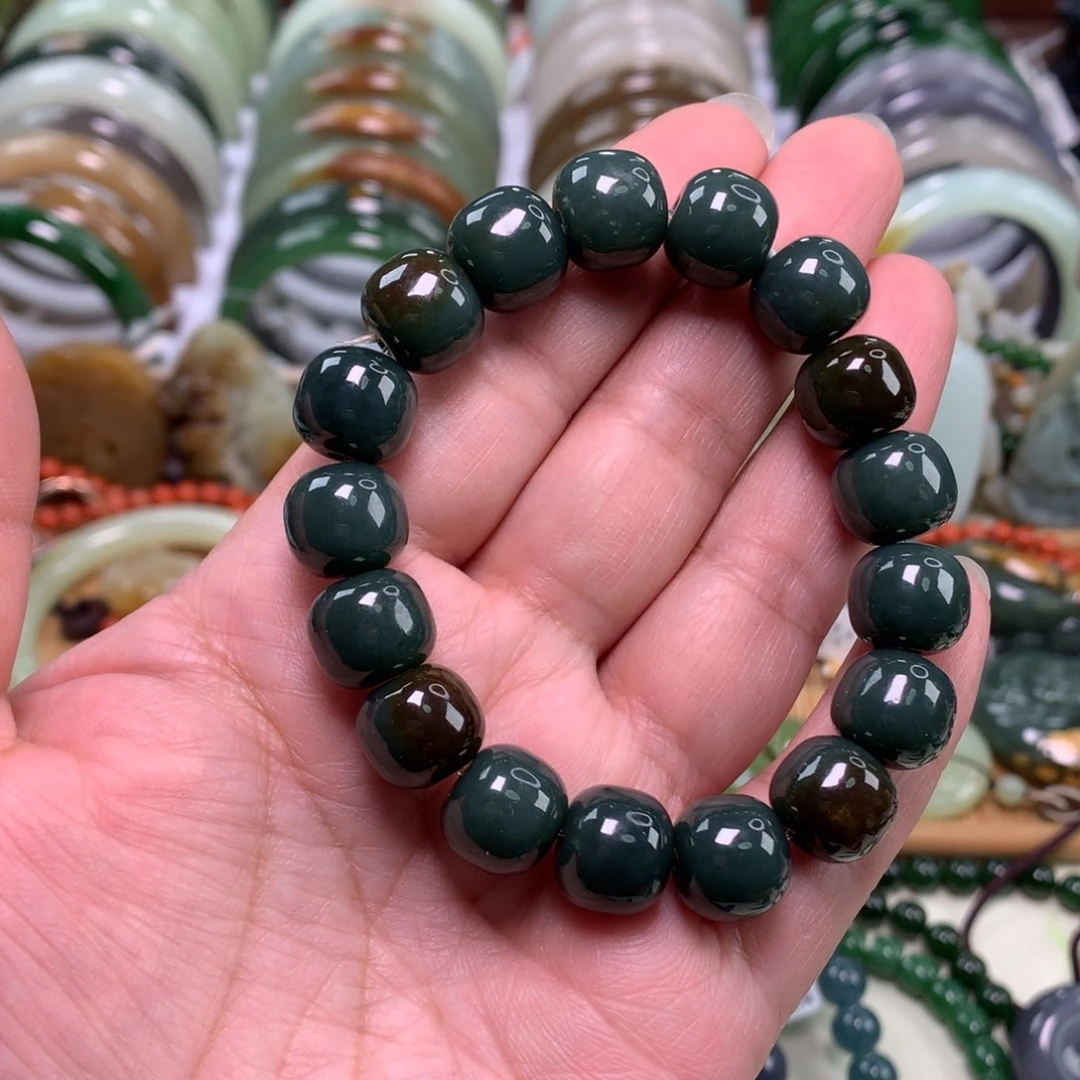 和田玉未镶嵌手链卡11_12