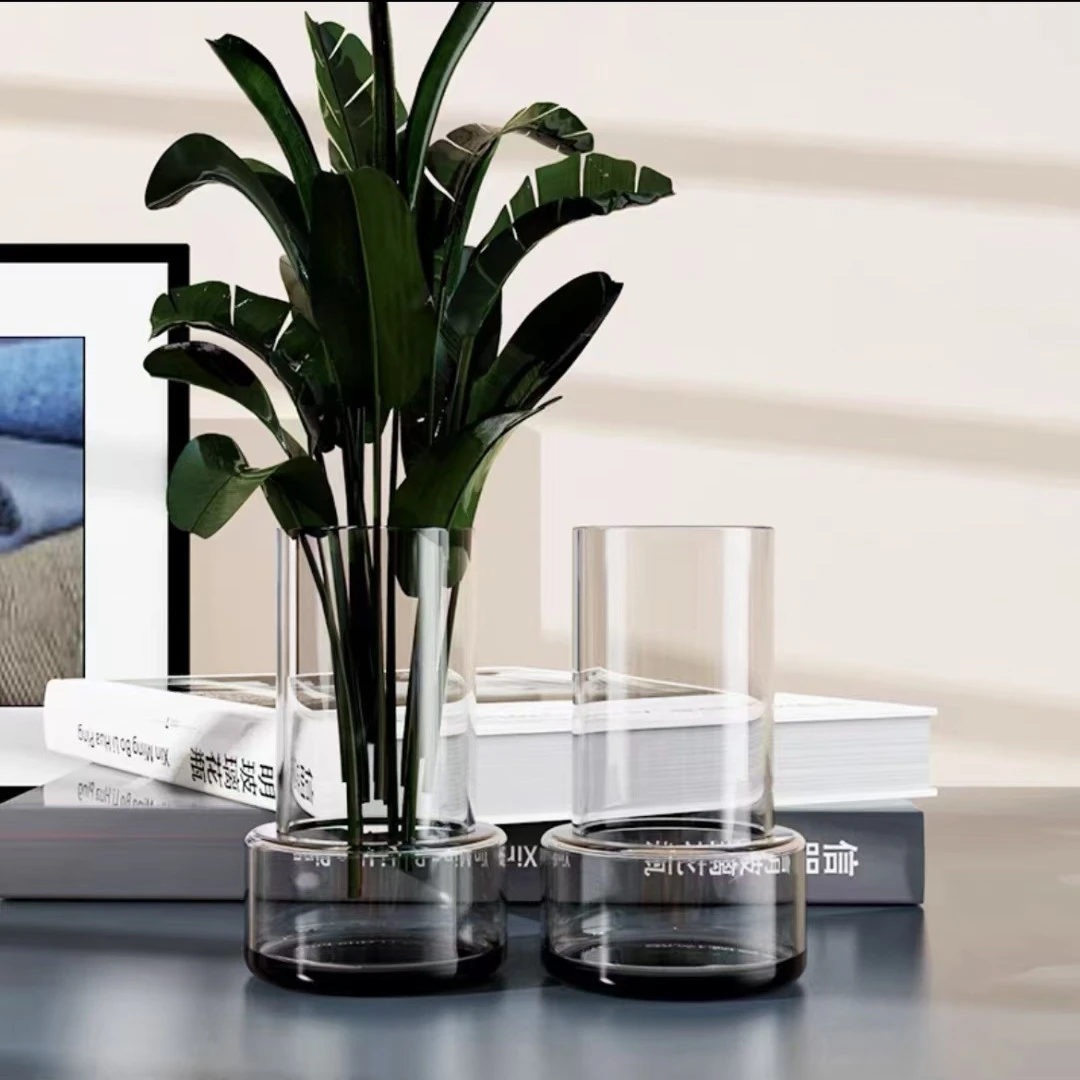小时达花植严选轻奢北欧玻璃花瓶简约透明水养插花水培百合花插干花客厅摆件
