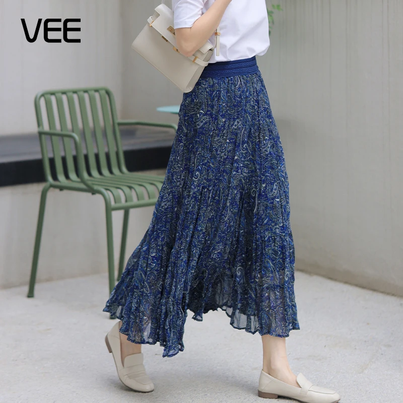 VEE【春野来信】新款时尚百搭优雅复古中长款通勤风半裙