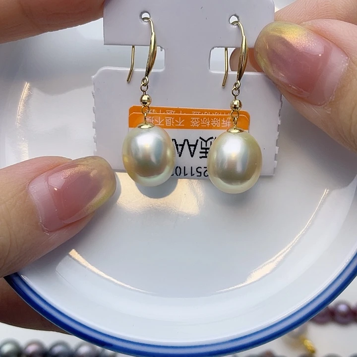 耳饰18K金镶嵌海水珍珠w58