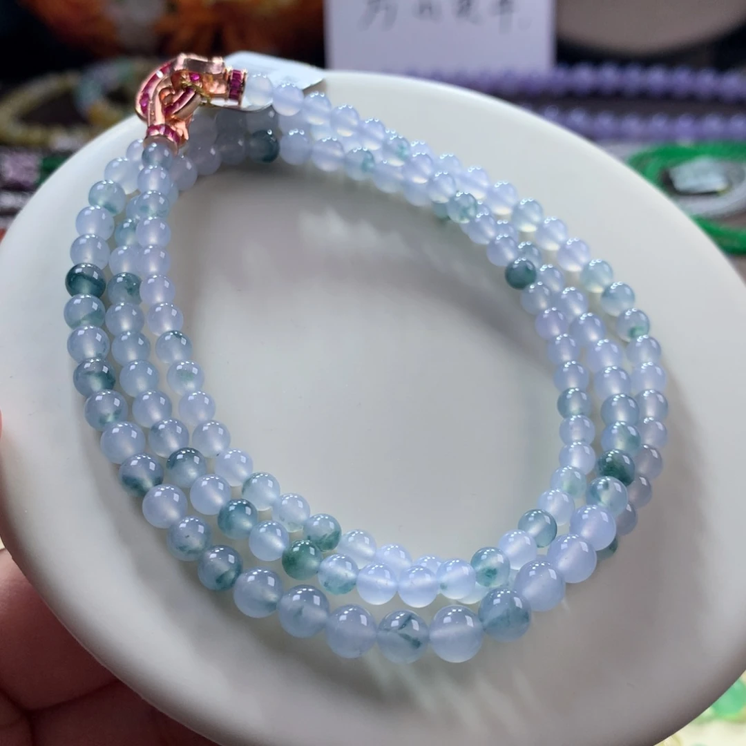 翡翠手链未镶嵌木那冰胶飘花项链