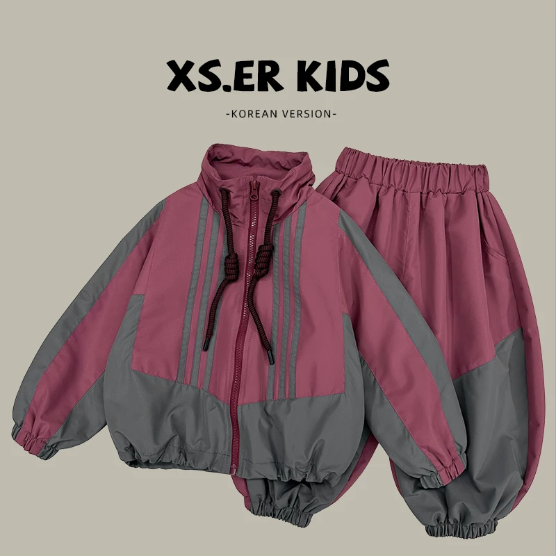 【小首尔】儿童潮流帅气撞色两件套秋季时尚宽松工装套装TML0359