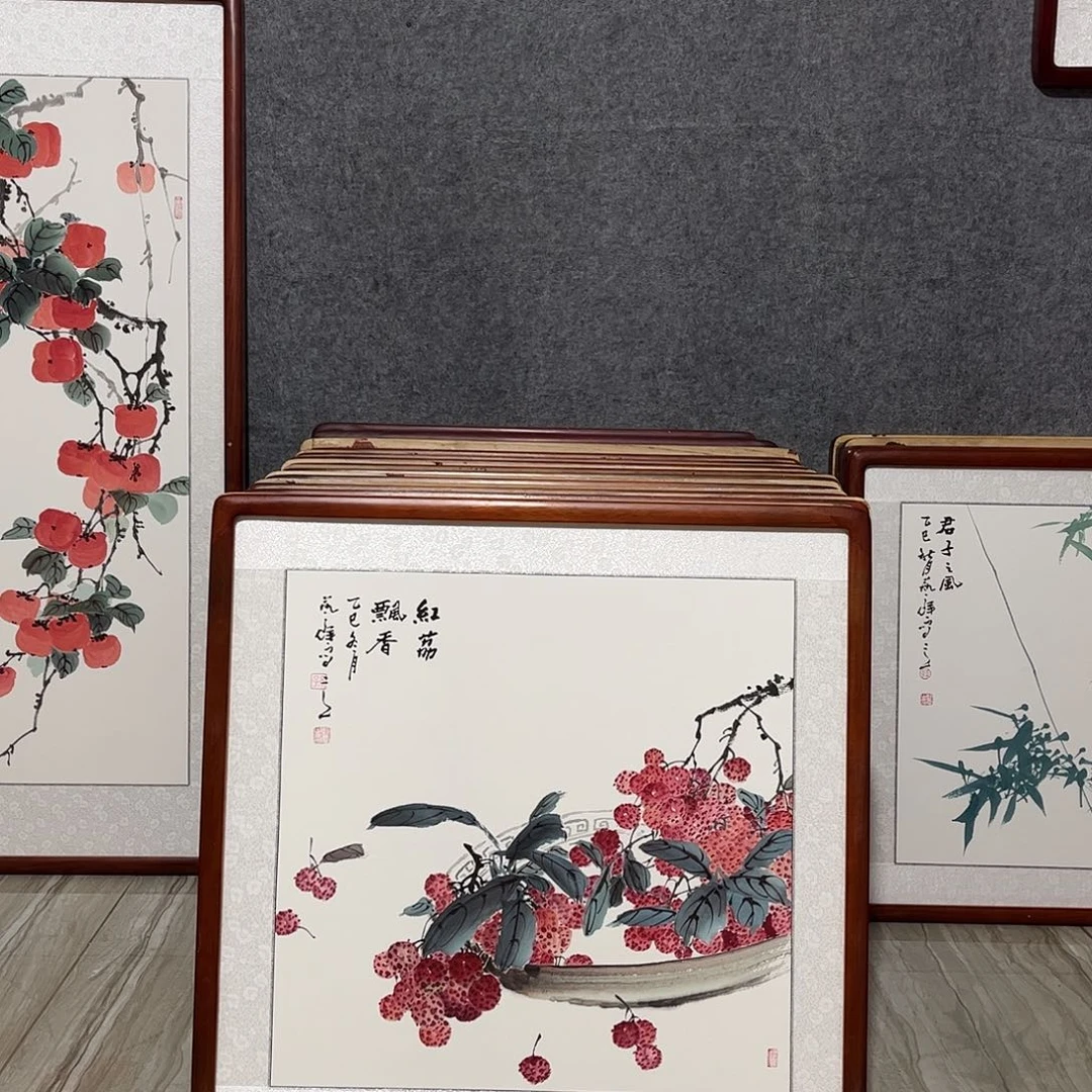 国画书画作品带框63×63