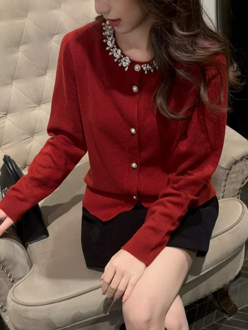 JIAJIA【现货】星河璀璨法式针织衫手工钉珠轻奢羊毛上衣NNA9291