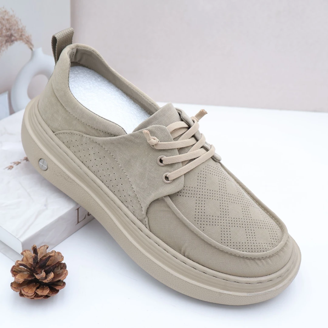 新款时尚百搭休闲男鞋春夏季老北京布鞋一脚蹬超轻厚底帆布鞋男鞋