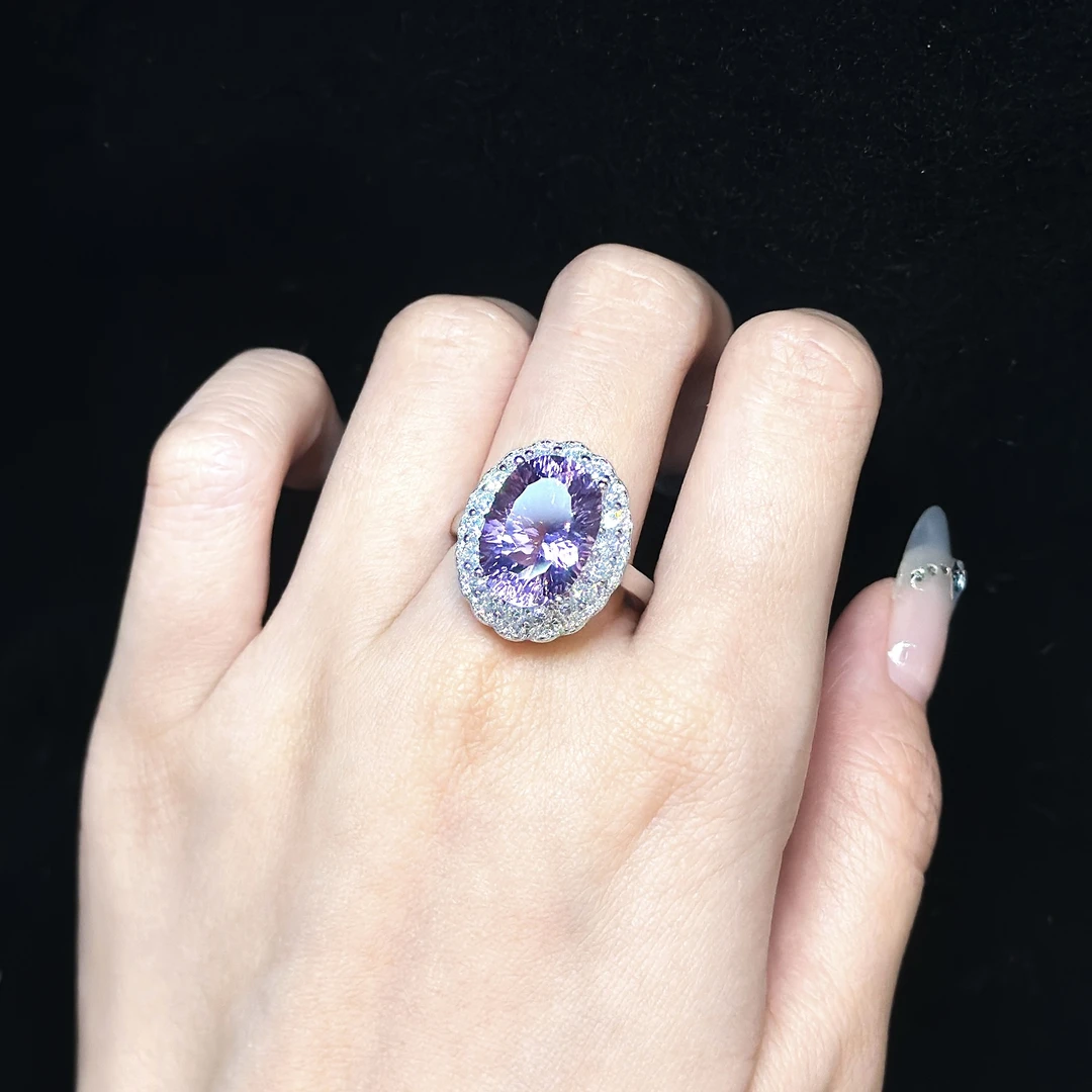 【金旭上成】天然紫水晶戒指 气质复古轻奢时尚 多样性发一件