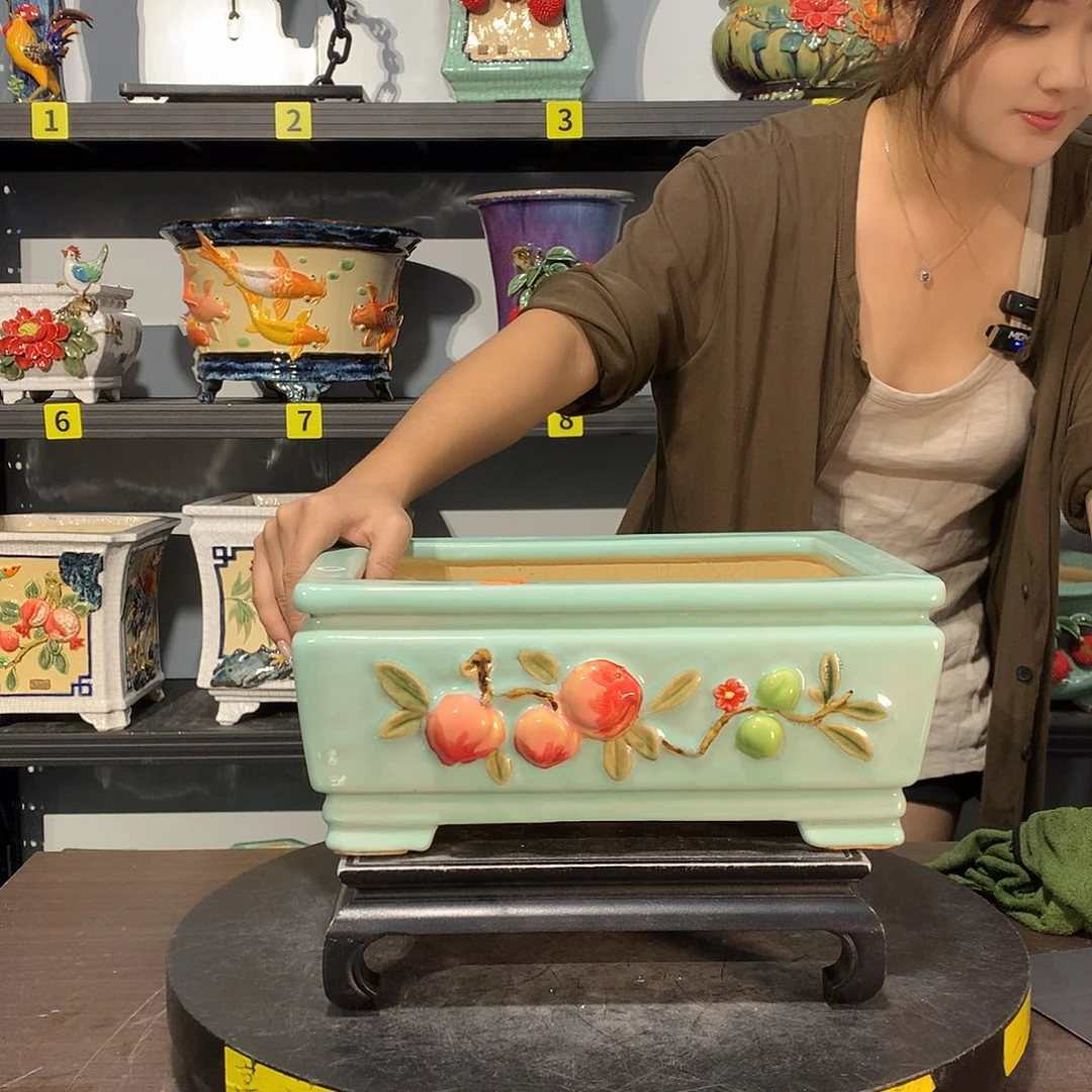 木***森高温烧制石湾盆花盆瑕疵