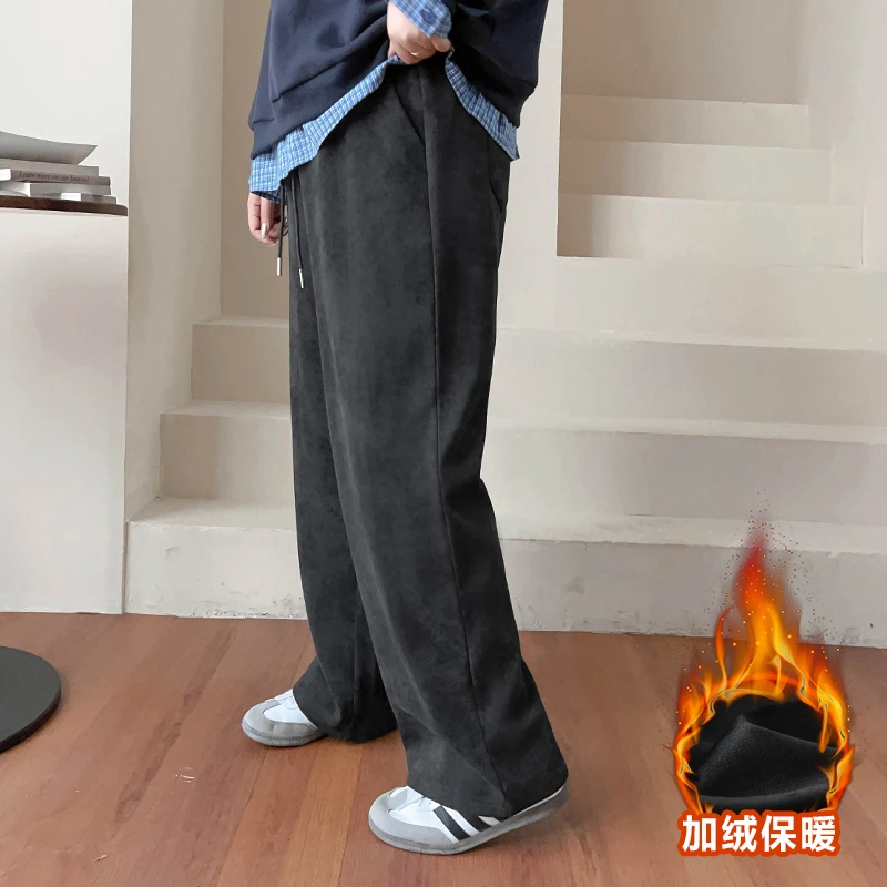 CD6521大码女装【三种裤长选】扎染阔腿裤冬季新款高腰加绒直筒长裤