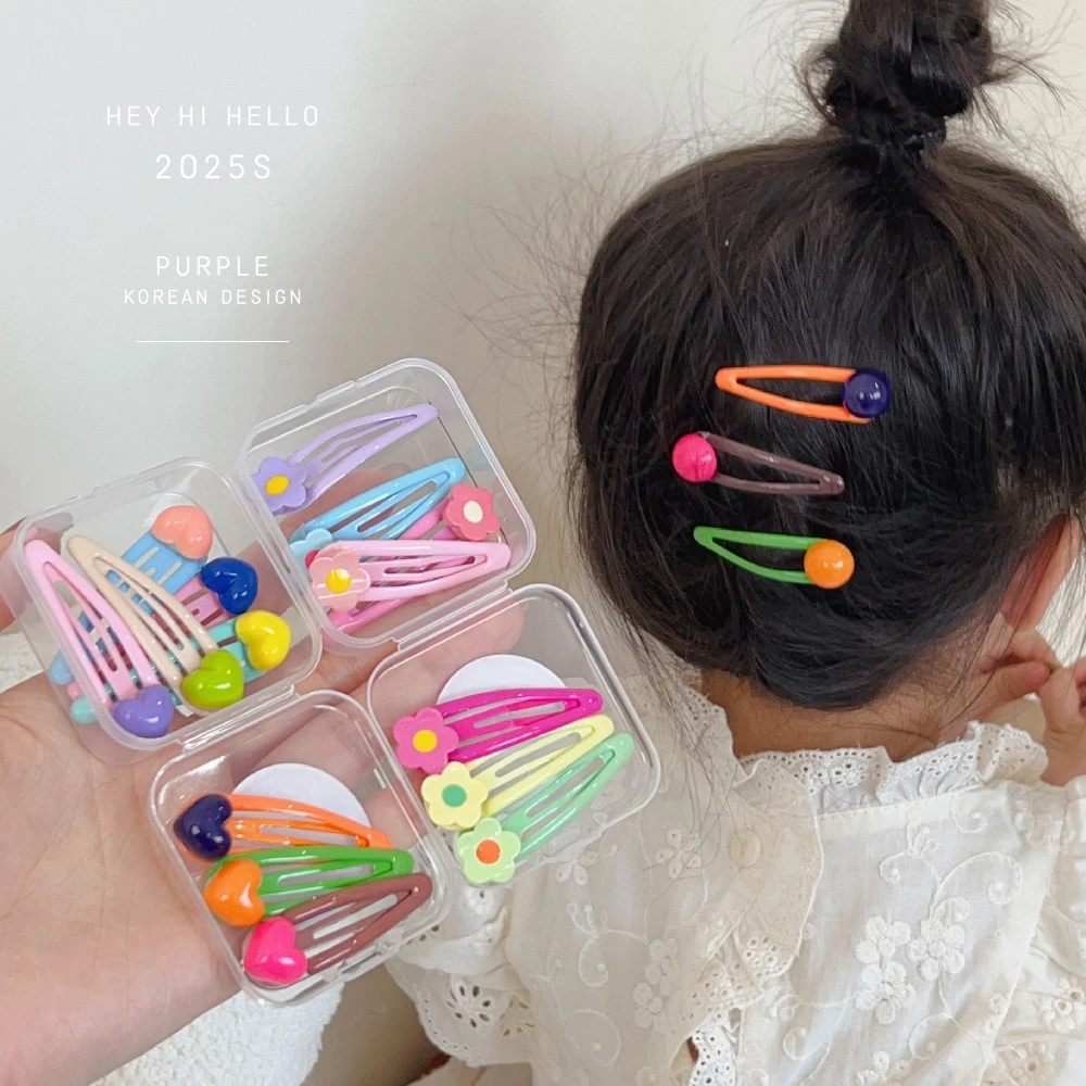 黄小妞儿童可爱小花发夹彩色滴油边夹宝宝基础款碎发夹夏日刘海夹