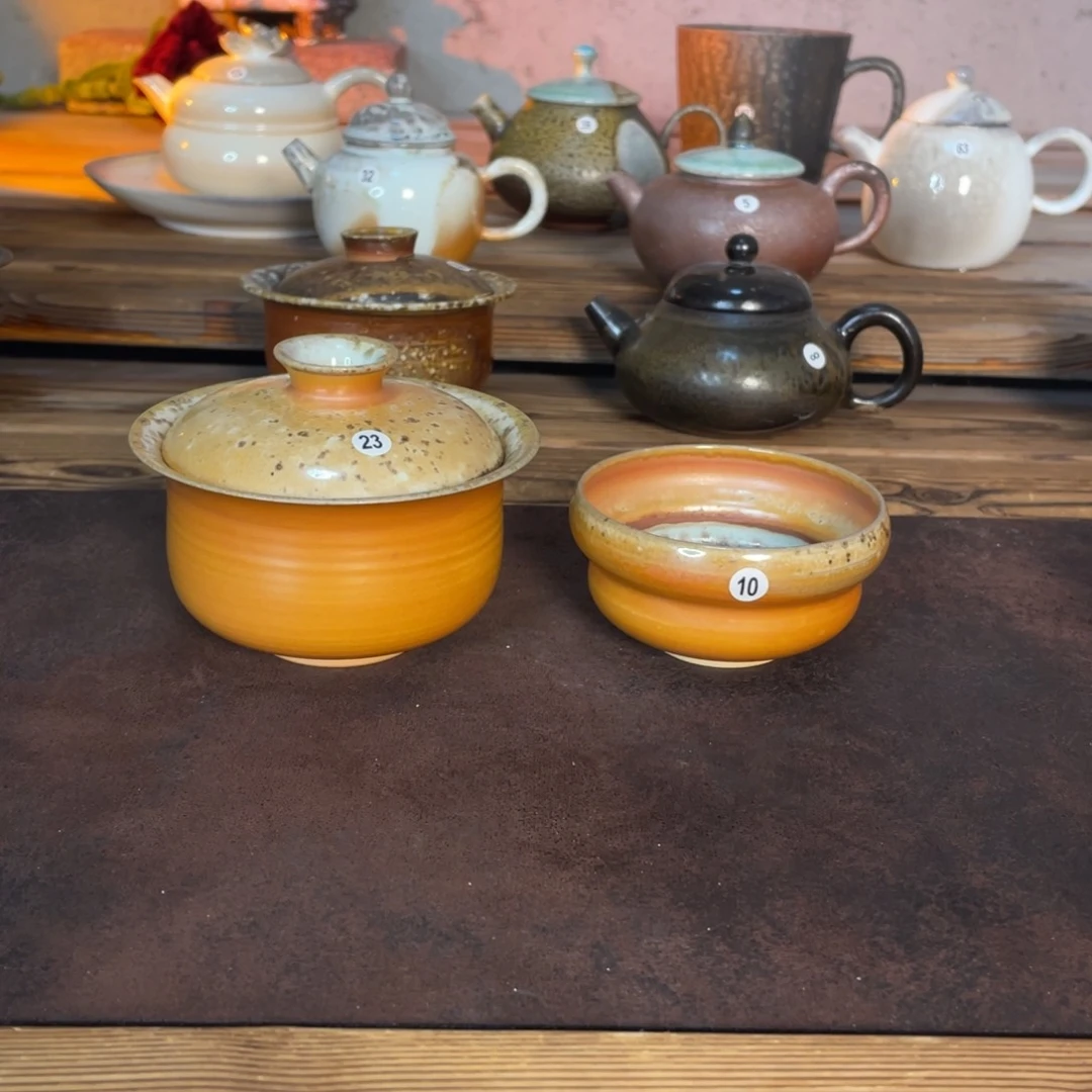 中白盖碗23 杯子10柴烧景德镇