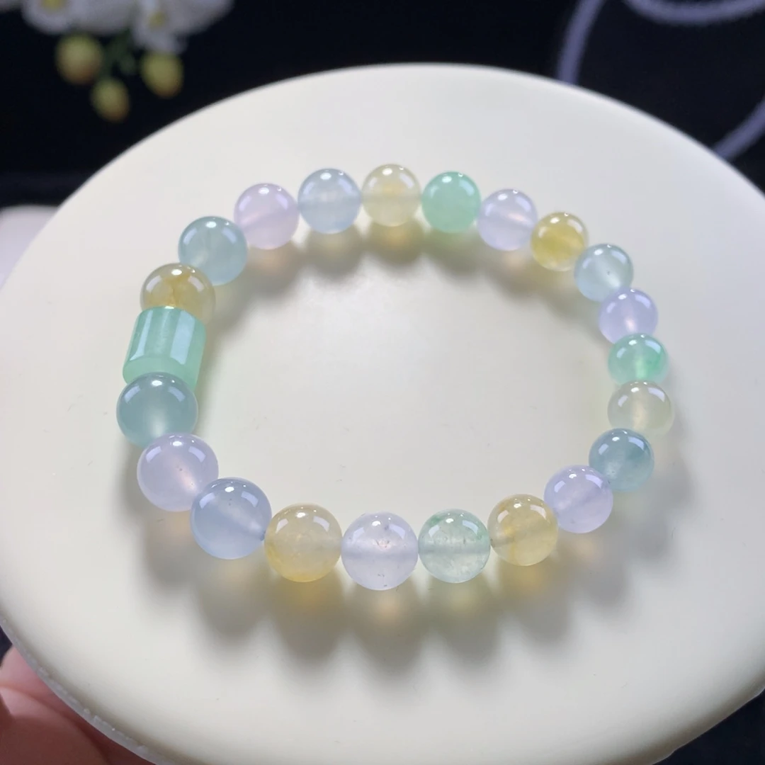 翡翠未镶嵌手串梦幻马卡龙