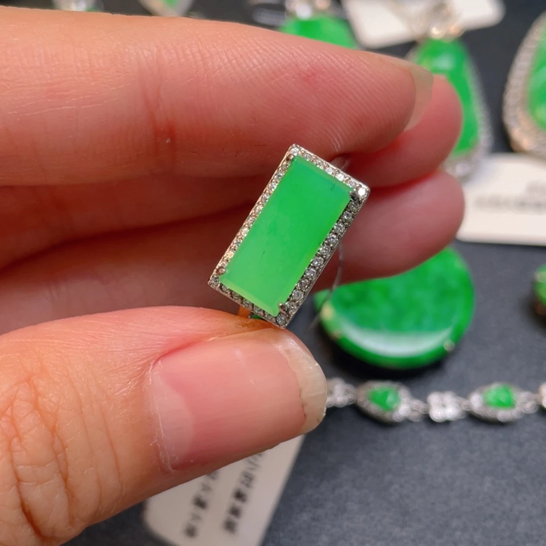 吊坠(不含链)银S925镶嵌翡翠戒指