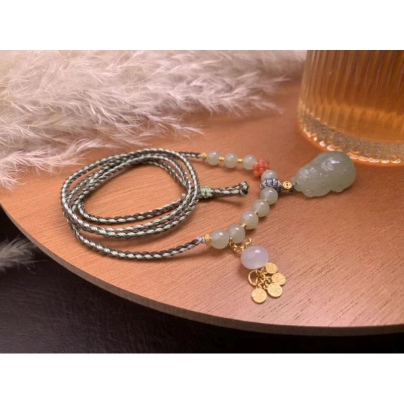 【要努力】A220 和田玉银S925镶嵌 貔貅多珠颈饰