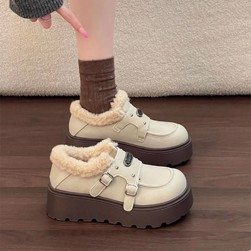 OJRZ时尚松糕勃肯棉鞋2025秋冬新款复古加绒保暖毛毛一脚蹬雪地靴