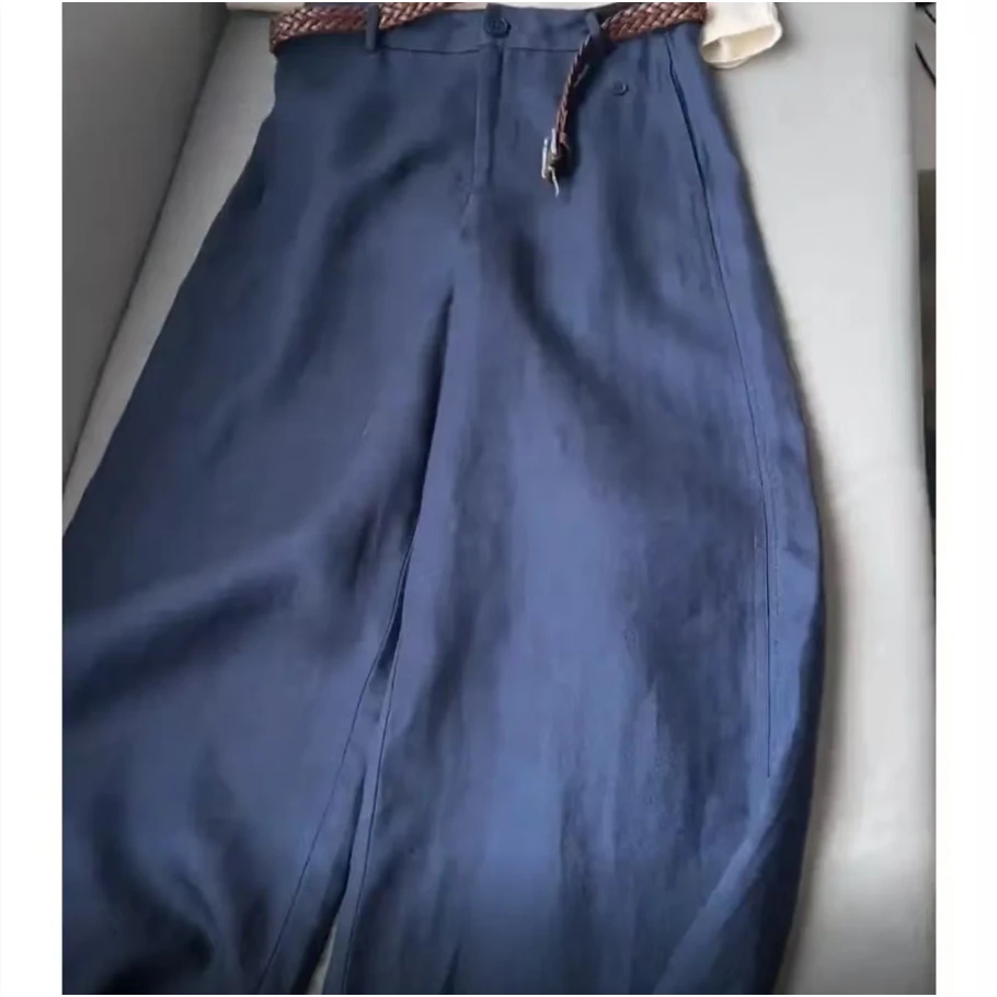 【人字纹天丝亚麻】阔腿裤女款夏季薄款2025新款垂感小个子高腰裤