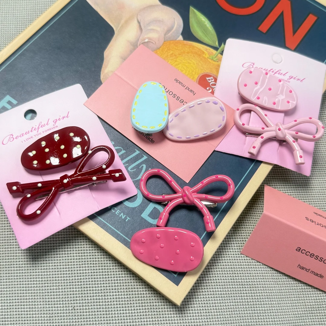 BAINAN时尚可爱彩色韩版甜系网红黑色少女发卡发夹边夹发饰头饰