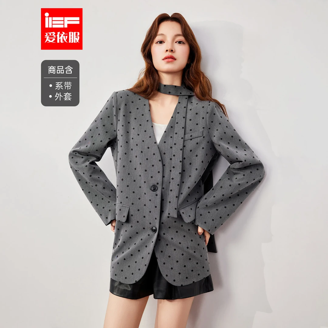IEF/爱依服2025秋季新款韩版通勤气质百搭日常时尚宽松波点西装