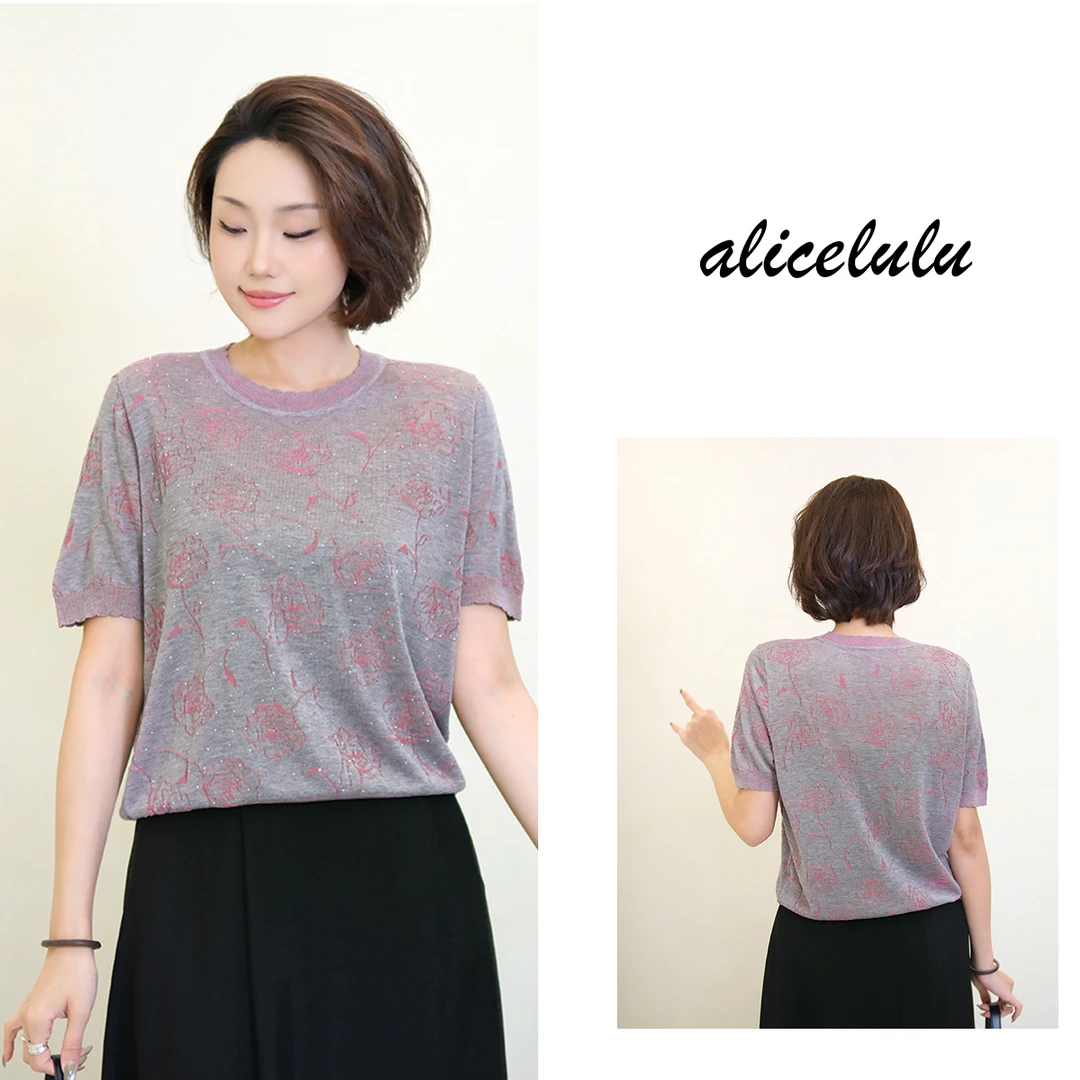 [alicelulu]花边圆领套头针织衫通勤显瘦休闲S2143181T