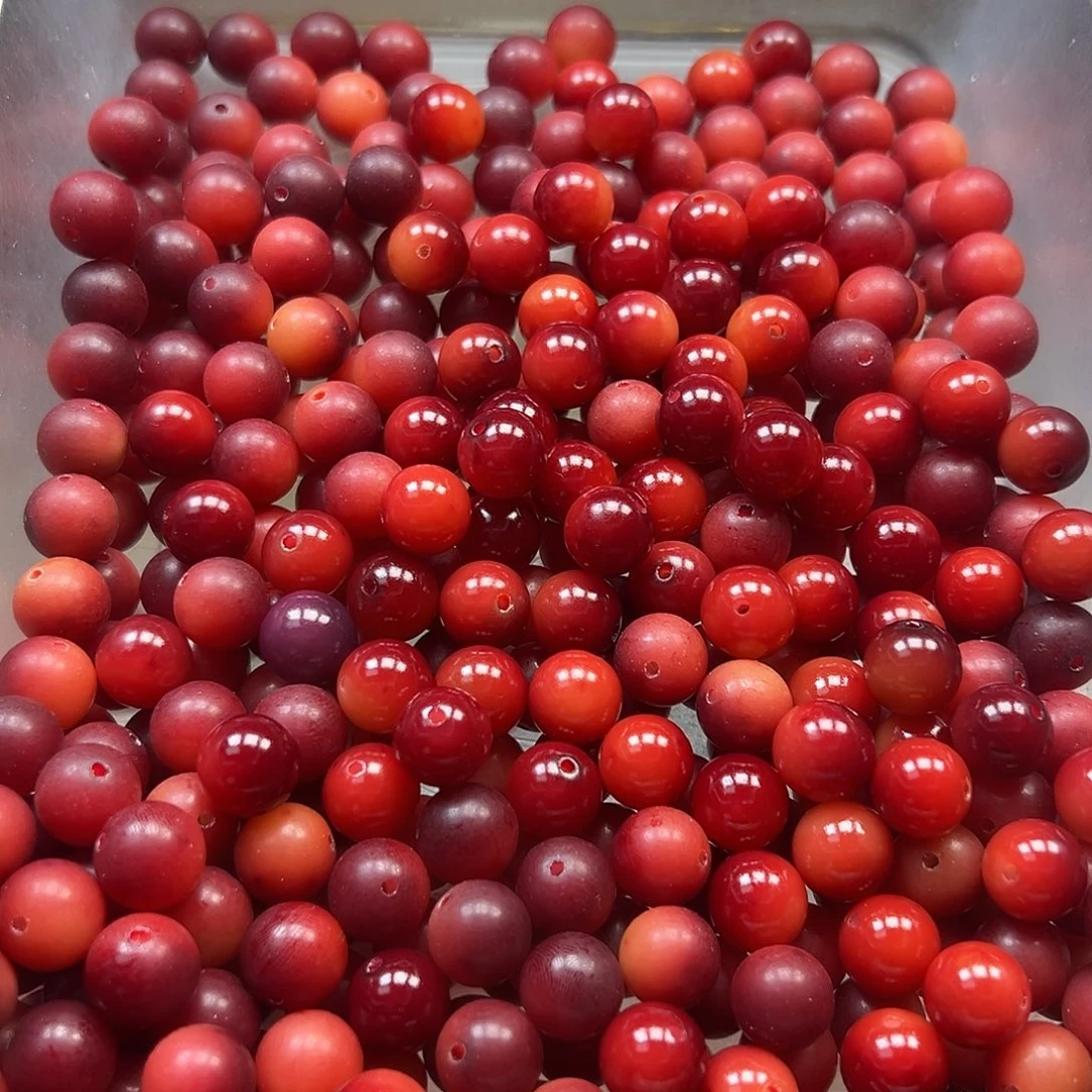 手串菩提根/象牙果12老料红飘圆150颗