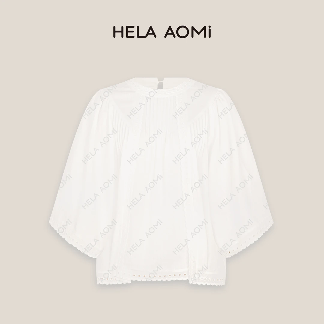 HELAAOMI“云浮卷”莱赛尔亚麻设计感洋气别致蝙蝠袖衬衫CY5BB11632