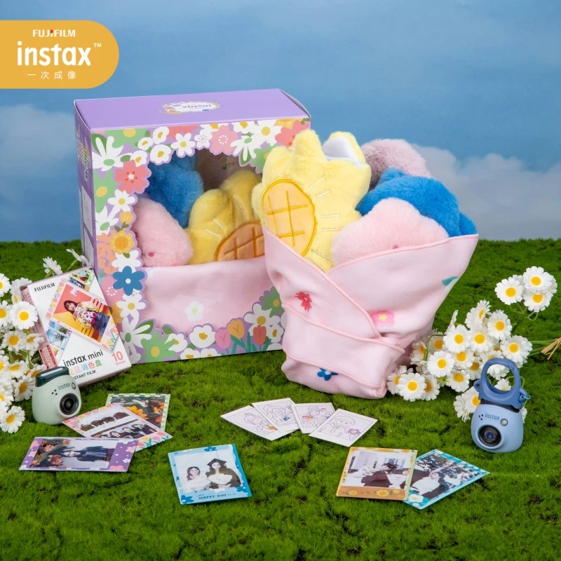 富士instax 花样青春系列 花花相纸礼盒可爱毛绒专用迷你挂件玩偶